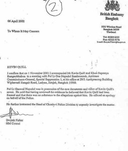 British Embassy Letter - Kevin Quill