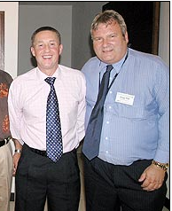 Greg Pitt with financial adviser and scammer Alan Hall in Chiang Mai. Hall is now scamming from the UK