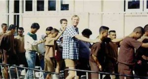 Eric Hollett, former chauffeur to Lorde Grade, in line accused of paedophile offences, Pattaya, Thailand: 1993